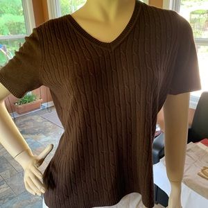 brown short sleeve sweater